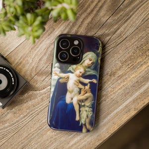 De Maagd, Jezus en Johannes de Doper Telefoonhoesje, iPhone, Google Pixel, Samsung Galaxy, Maria, Madonna, Katholiek cadeau, Esthetiek, Kunst