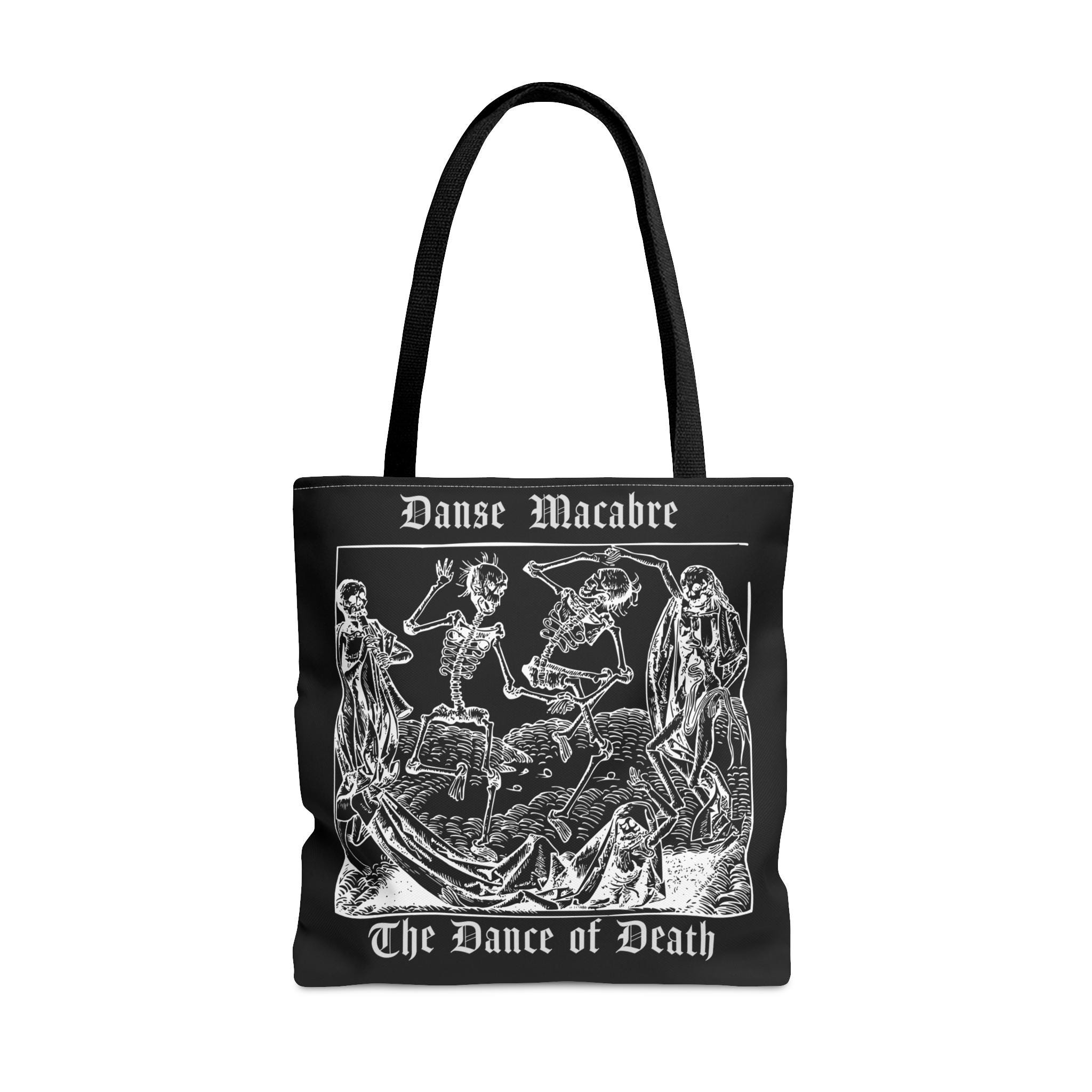 Danse Macabre Tote Bag, Dance of Death Skeletons, Catholic, Gothic