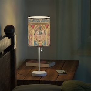 Baroncelli Polyptych Lamp on a Stand, US|CA plug, Jesus, Catholic, Giotto, altarpiece, gothic art, Madonna, Saints, Aesthetic, Priest Gift