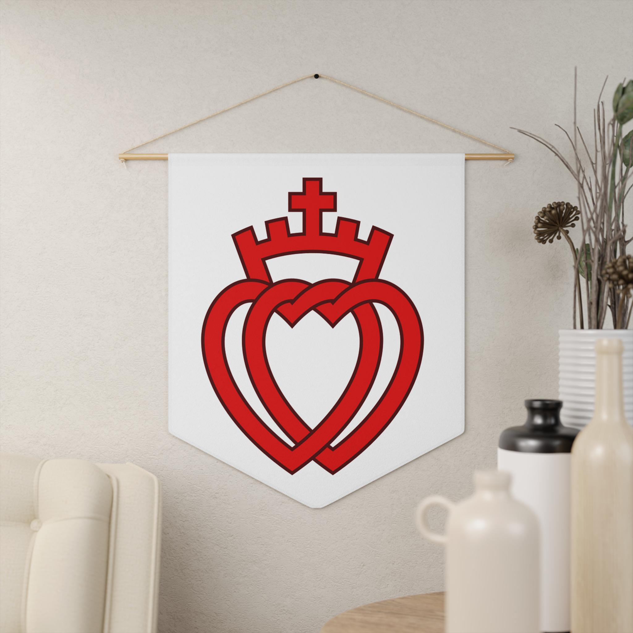 Two Hearts With a Crown Pennant, Banner, Vendee, SSPX Gift, FSSPX