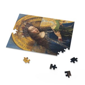 Puzzle della Beata Vergine Maria (120, 252, 500 pezzi), Pala d'altare di Gand, Jan van Eyck, Belle arti olandesi, Cristiano, Dono cattolico, Estetico immagine 4