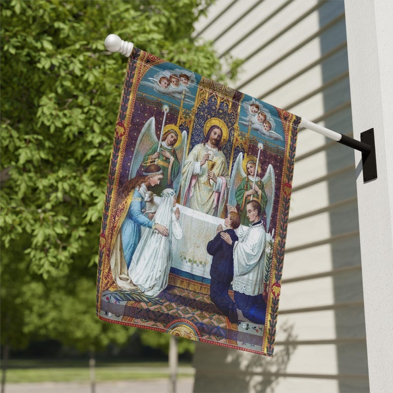 First Communion Garden & House Flag, Catholic, Gift, Jesus, Angels ...