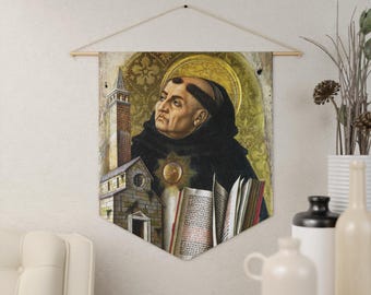 St Thomas Aquinas Pennant, Banner, Catholic Gift, Carlo Crivelli, Italian Renaissance Art, Priest, Summa Theologiae, Dominican Saint