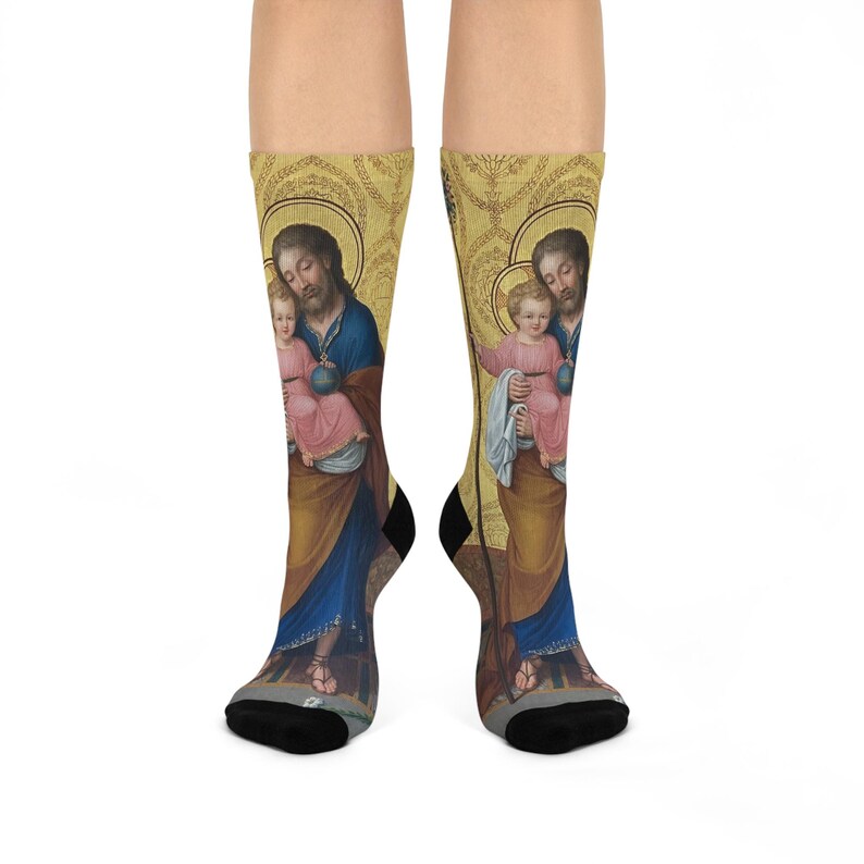 Saint Joseph and Jesus Comfort Cushioned Crew Socks, Unique Gift ...