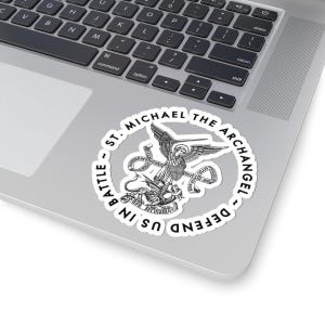 St. Michael the Archangel - Defend us in battle Kiss-Cut Sticker - Police, Army, Patron Saint, Angel, Military