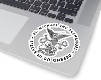 St. Michael the Archangel - Defend us in battle Kiss-Cut Sticker - Police, Army, Patron Saint, Angel, Military