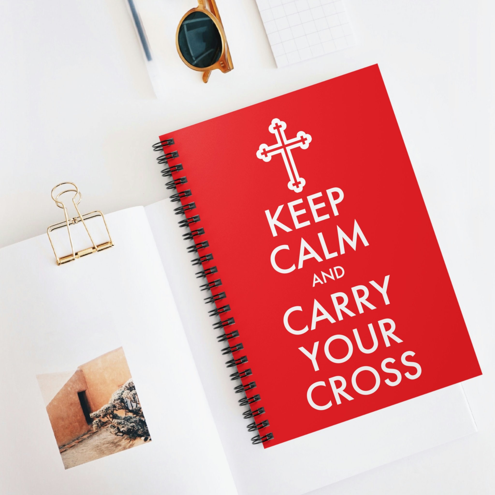 Keep Calm and Carry Your Cross - Spiral Notebook - Ruled Line - Christian - Catholic - Gift - Lent - Easter