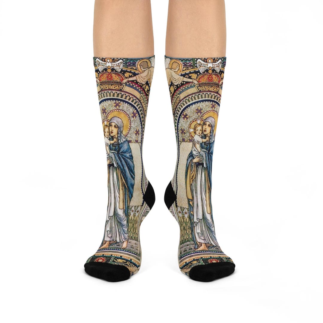 Madonna and Child Comfort Cushioned Crew Socks, Unique Gift, Quirky ...