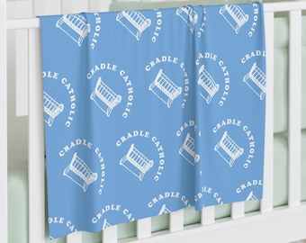 Cradle Catholic Baby Swaddle Blanket, Baby Shower Gift, Baptism, Christening, Christian, Catholic, Baby Boy, Traditional, Funny