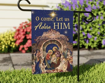 Holy Family Nativity Scene Garden Flag, Wise Men Shepherds, Catholic Christian Christmas Gift