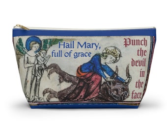 Hail Mary full of grace, punch the devil in the face, Rosary Chapel Veil Bag, Catholic gift, Mother, Blessed Virgin, Church, Funny, Joke