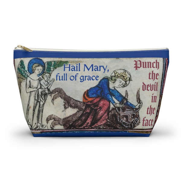 Hail Mary full of grace, punch the devil in the face, Rosary Chapel Veil Bag, Catholic gift, Mother, Blessed Virgin, Church, Funny, Joke