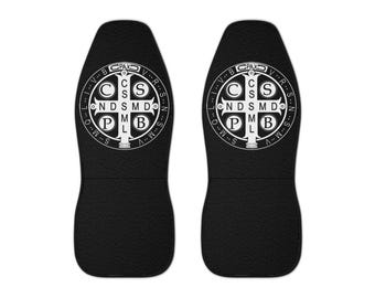 Fundas para asientos de coche con la medalla de San Benito, regalo católico, sacerdote, diácono, estético, tradicional, benedictino, oración, bendición, religioso