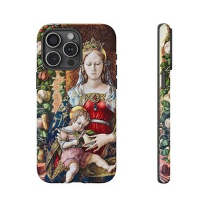 Madonna en kind met fruit Telefoonhoesje, iPhone, Google Pixel, Samsung Galaxy, katholiek, priester, Jezus, cadeau, esthetiek, Italiaanse Renaissance