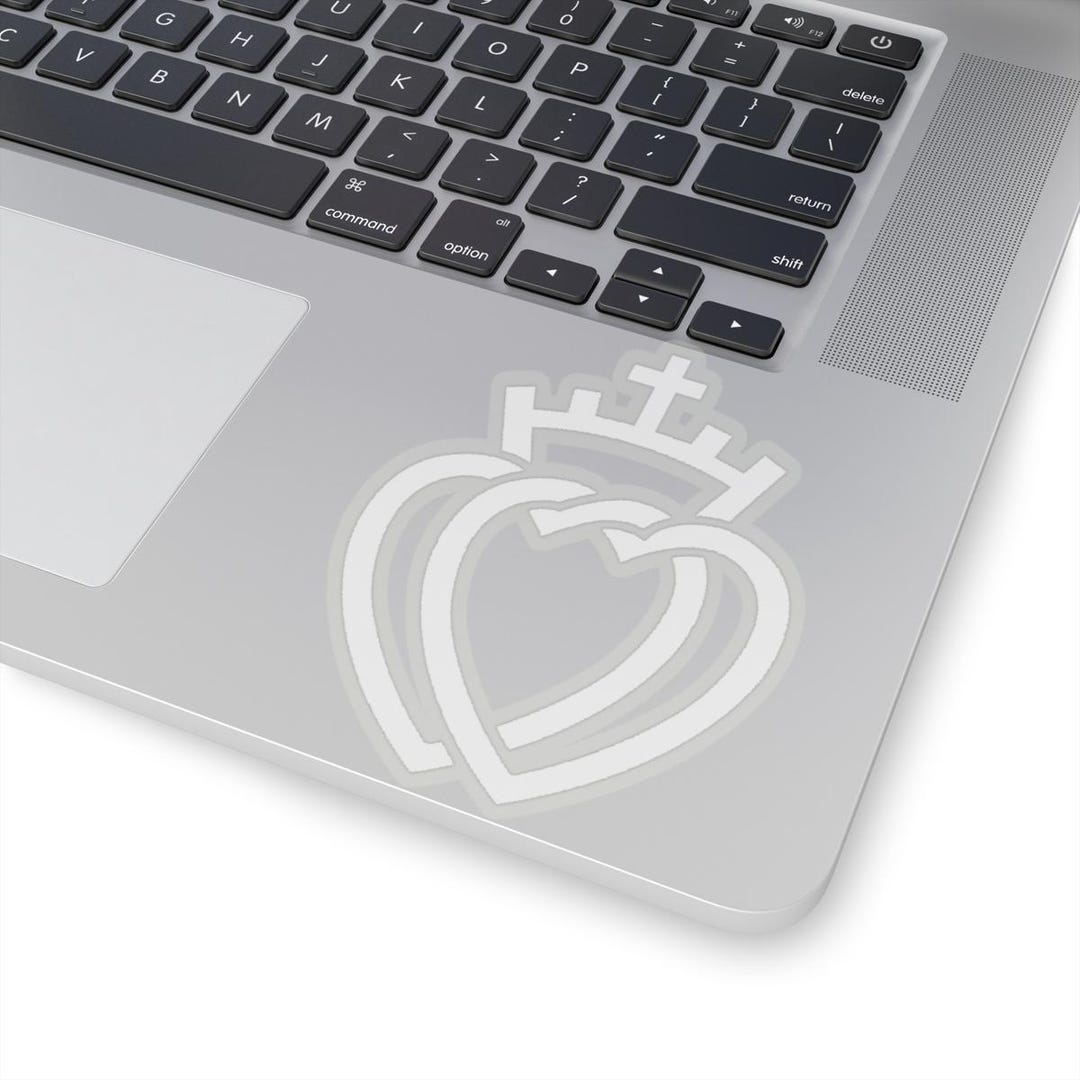 White Two Hearts With a Crown - Kiss-cut Sticker - Vendee, SSPX