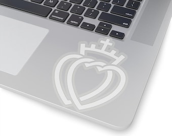 White Two hearts with a crown - Kiss-Cut Sticker - Vendee, SSPX Sticker, FSSPX, Catholic, Traditional, Tridentine, TLM, Traditionalism