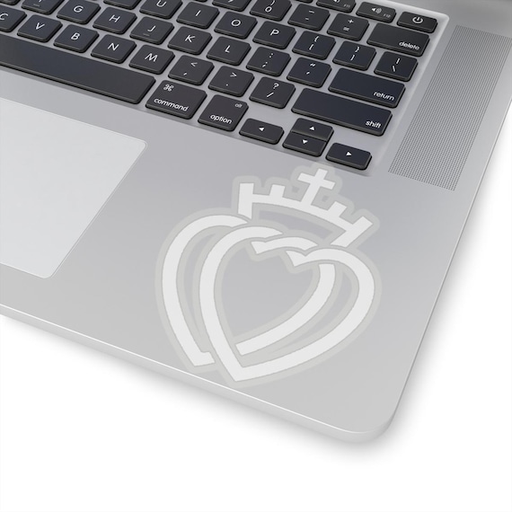 White Two Hearts With a Crown - Kiss-cut Sticker - Vendee, SSPX