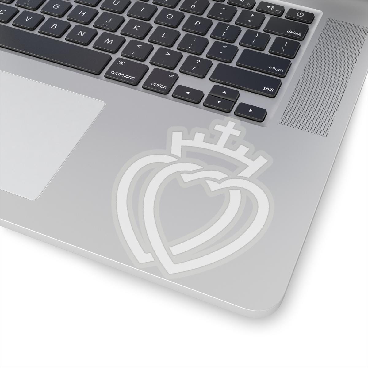 White Two Hearts With a Crown - Kiss-cut Sticker - Vendee, SSPX