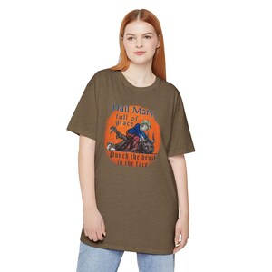 Hail Mary Full of Grace Punch the Devil in the face Tall length Tee Shirt, Casual Wear, Fathers Day, Priest, Deacon, Catholic, Funny, Comedy image 4
