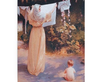 Polish Madonna Puzzle (120, 252, 500-Piece), Catholic, Fine Art, Maryan Gawalewicz, Jesus, Blessed Virgin Mary, Laundry, Mothers Day Gift