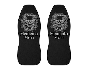 Memento Mori Car Seat Covers, Catholic Gift, Priest, Deacon, Aesthetic, Traditional, Skull, Latin, Remember your death, Traditional