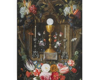 Eucharist with garlands of flowers and fruit Puzzle (120, 252, 500-Piece), Catholic, First Communion Gift, Dutch Fine Art, Jan Van Kessel