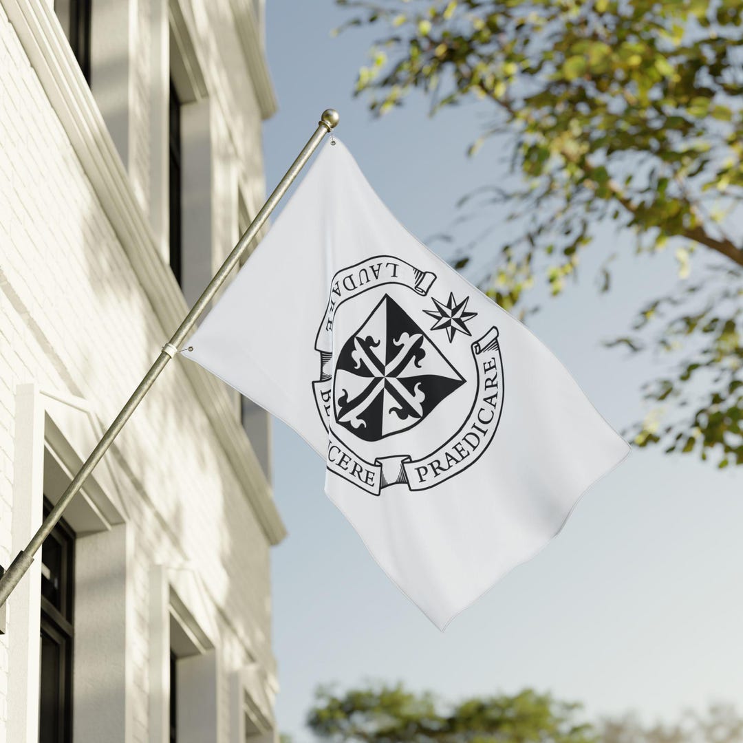 Dominican Order Logo Double Sided White Flag, Catholic, Gift, Roman ...