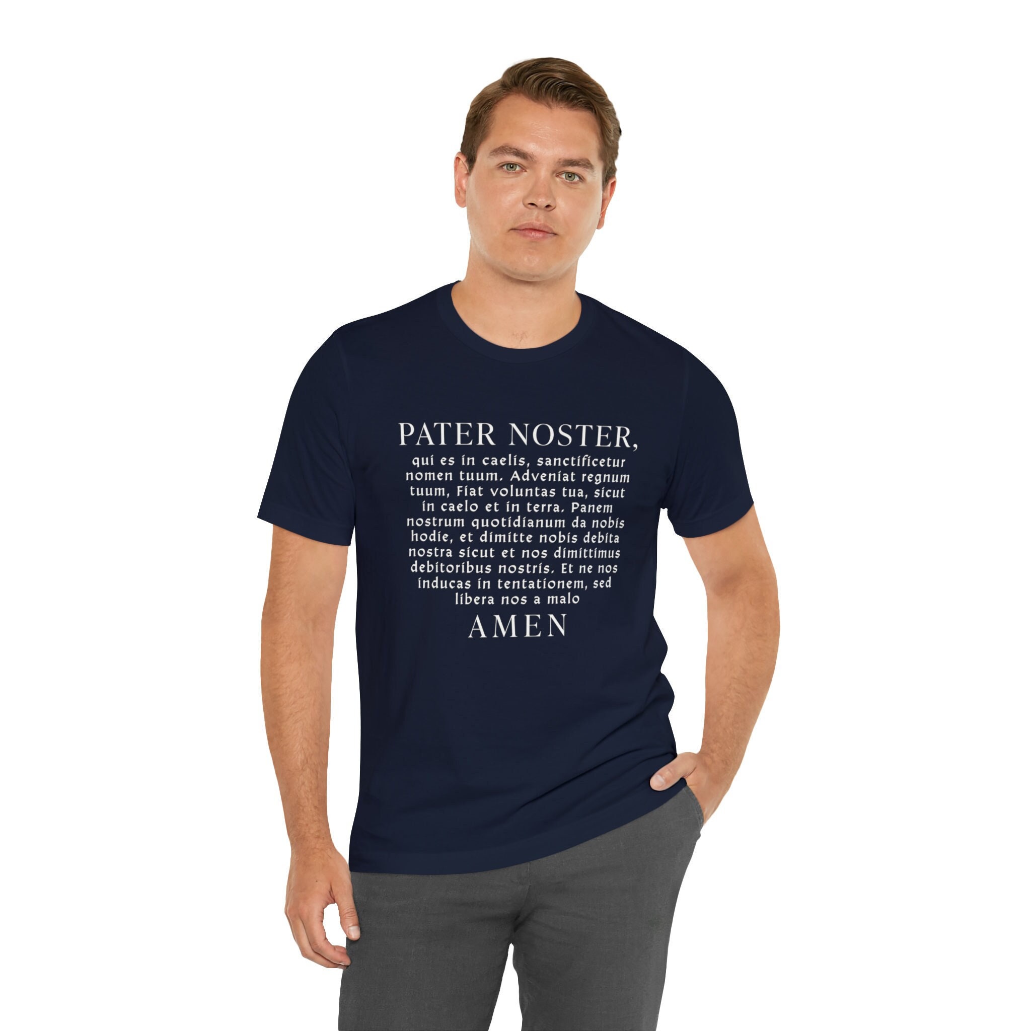 Pater Noster Unisex Short Sleeve Tee, Our Father, Catholic shirt, Traditional, Tridentine, Latin Mass, Confirmation, Priest Ordination Gift