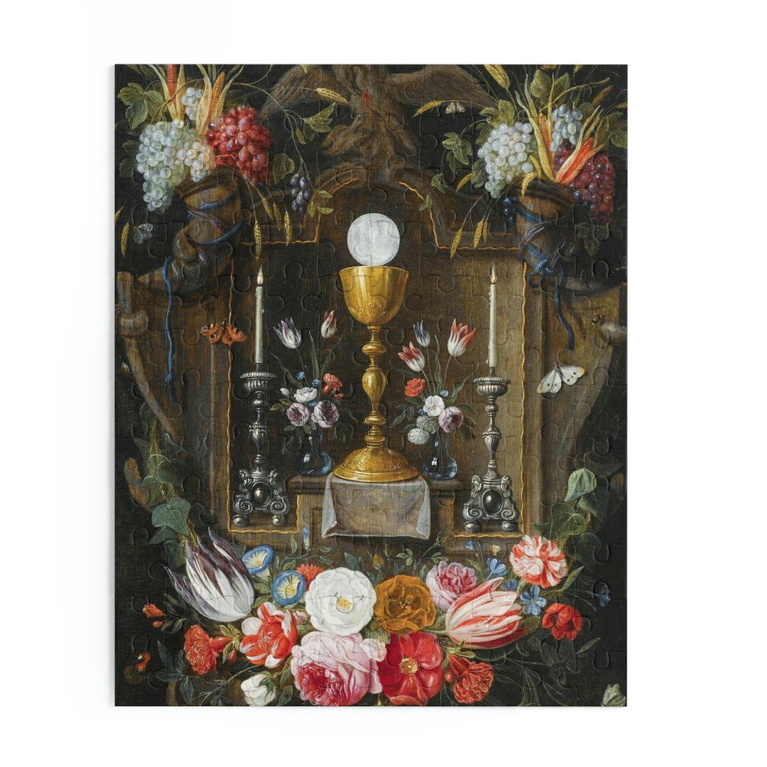 Eucharist With Garlands of Flowers and Fruit Puzzle 120, 252, 500piece, Catholic, First