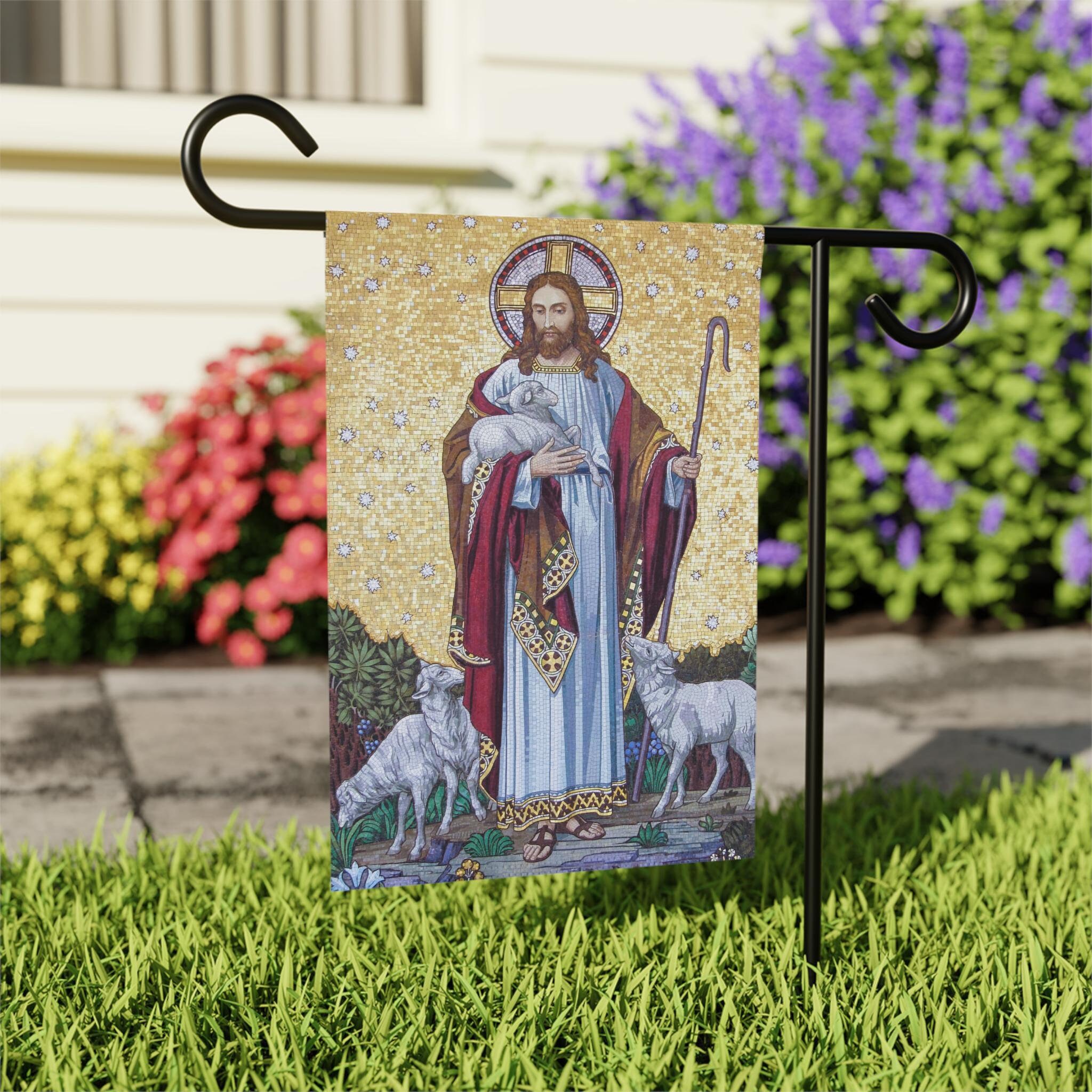 Discover Christ the Good Shepherd Garden flag, Catholic Gift
