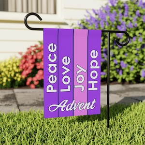 Advent Stripes Garden Flag, Purple Pink Peace Joy Love Hope, Catholic Christian Christmas Gift, Modern Decor