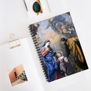 Holy Family Spiral Notebook, Ruled Line, Jesus, Joseph, Virgin Mary, Madonna, Baby, Catholic Gift, Christian, Holy Family, Mother, Aesthetic