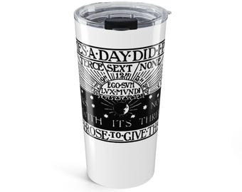 Liturgy of the Hours Tumbler, 20oz Divine Office, Latin, Traditional Catholic Line Art, Priest, Deacon, Ordination Gift, Wraparound, Coffee