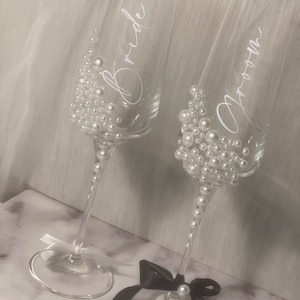 Personalised crystal glass Pearl  champagne flute(ONE GLASS)