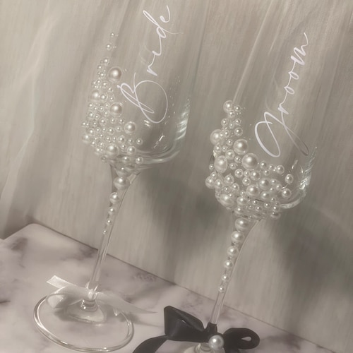 Flûte à champagne personnalisée en verre perle (UN VERRE)