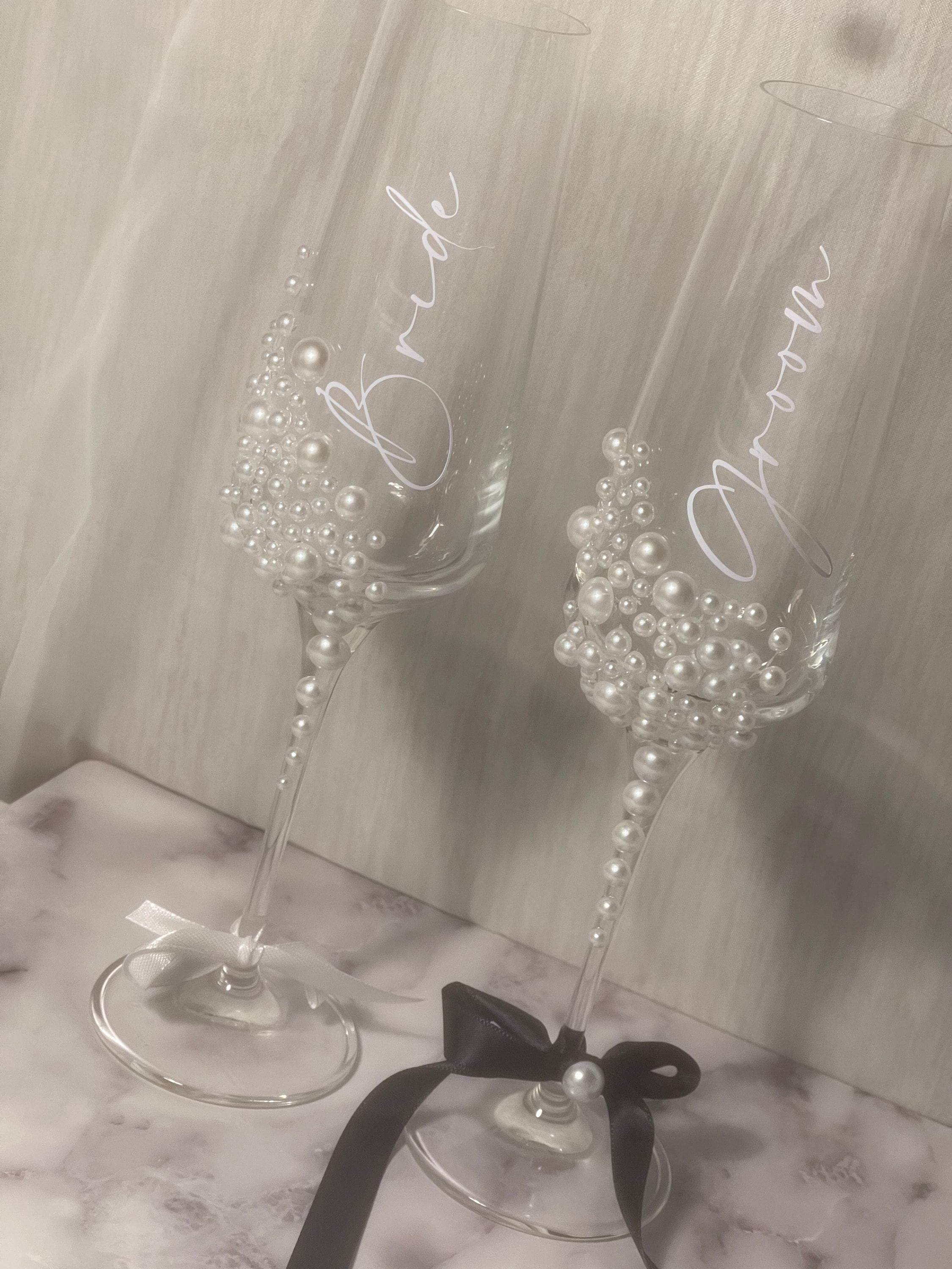 Grandeeza Crystal Flutes, Wedding Glasses, Etched Toasting Glasses