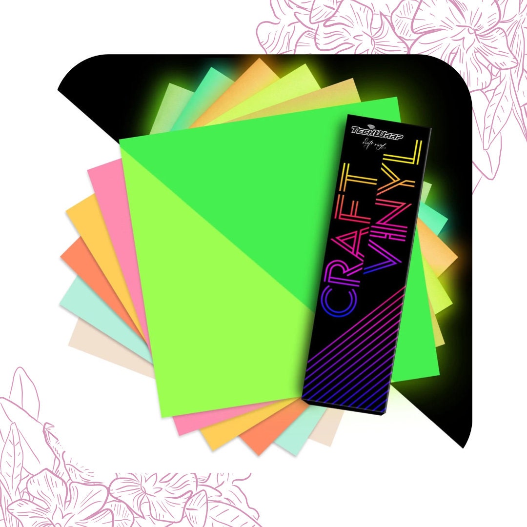 Teckwrap Craft Glow in the Dark Adhesive Vinyl 6 Sheets 