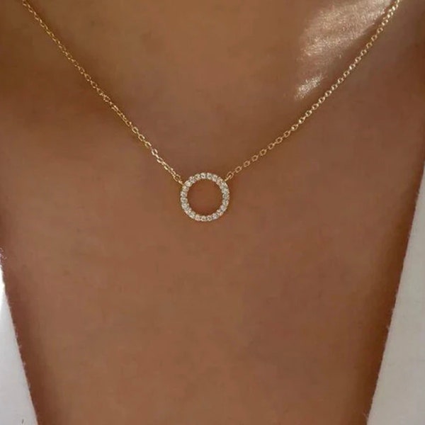 Gold Open Circle Necklace, Simple Necklace, Everyday Necklace