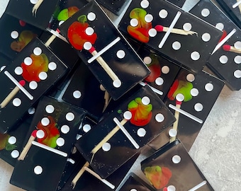 Custom Resin Dominoes Set - Black with Matchsticks