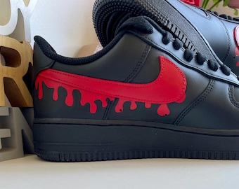 black and red custom air forces
