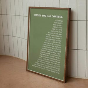 Things You Can Control, Green, Mental Health Poster, Digital Download, Office Decor, Counseling Wall Art, Growth Mindset Poster