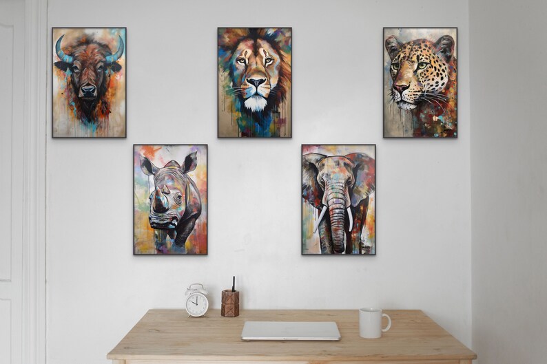 set-of-5-african-big-5-printable-wildlife-wall-art-etsy
