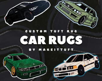 Custom Car Rug | Race Car Rug | Personalized Gift for Him | Tufted Rug | Hand Tufted Wool | JDM Imports
