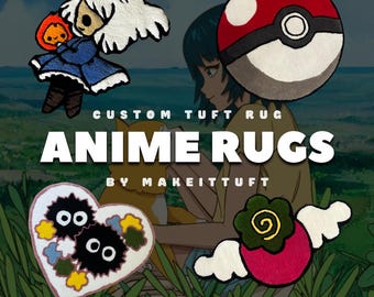 Tappeto tuftato anime personalizzato / Tappeto tuftato con personaggi anime / Tappeto anime fatto a mano / Tappeto tuftato anime per camera da letto