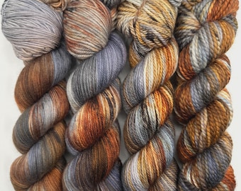 Vintage – Hand-Dyed Yarn | Weathered Patina Colorway | Rust, Metal & Timeworn Gold | Arcane Fibre Works
