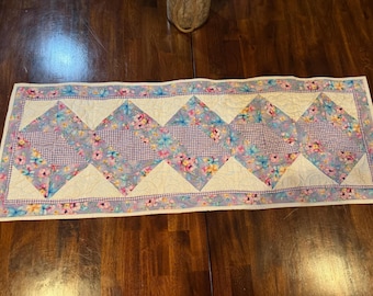 Handmade Easter Table Runner – Quilted Spring Floral Pastel Decor