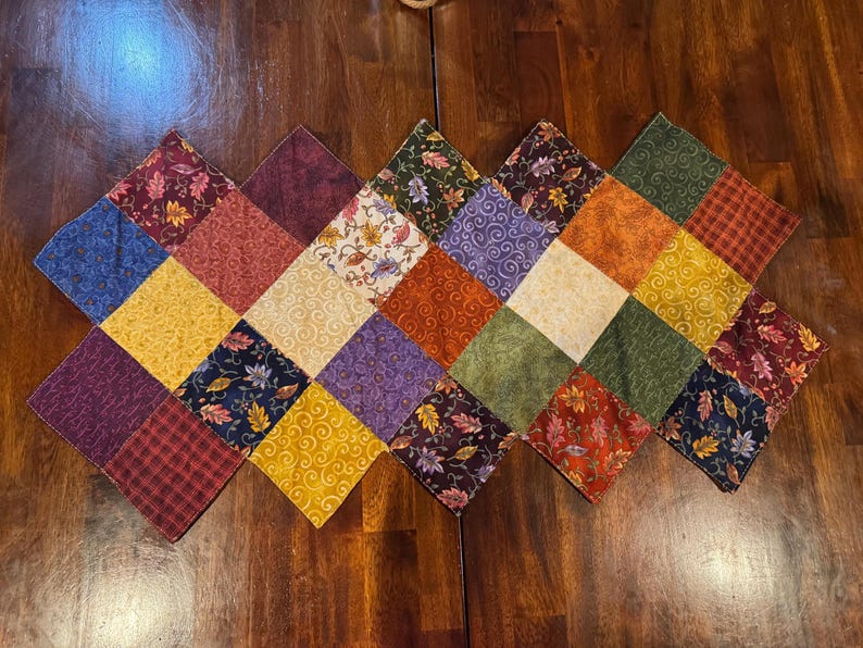 Handmade Fall Patchwork Table Runner – Quilted Autumn Harvest Decor image 1