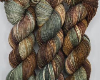 Hand-Dyed Yarn – Highland Cattle Pasture Colorway, Rustic Farmhouse Wool