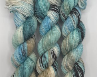 Tranquil Turks – Hand-Dyed Yarn | Turks & Caicos Beach Colorway | Aqua, Sand and Seafoam | Arcane Fibre Works