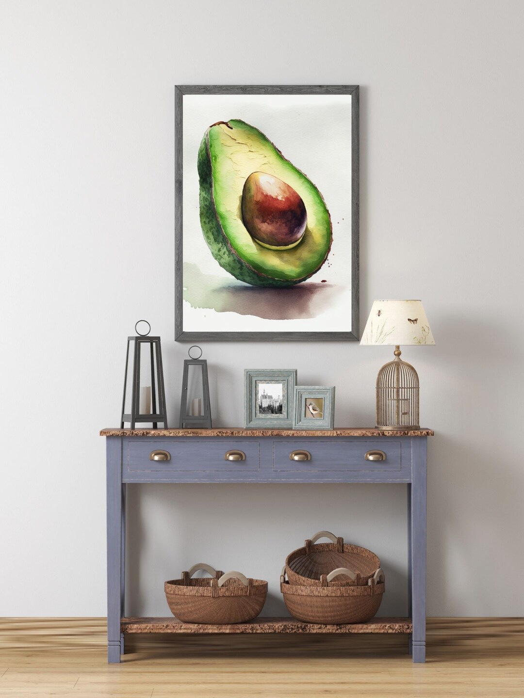Avacado Watercolor Fruit Prints Kitchen Decor Etsy